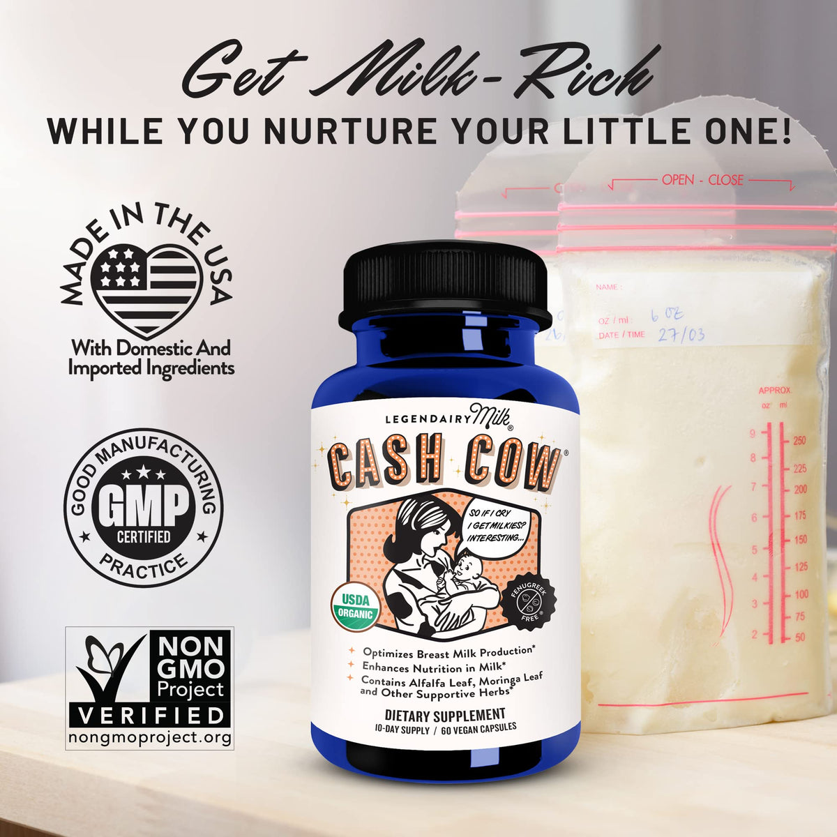 Legendairy Milk Cash Cow Lactation Supplement 60ct | Fenugreek-Free