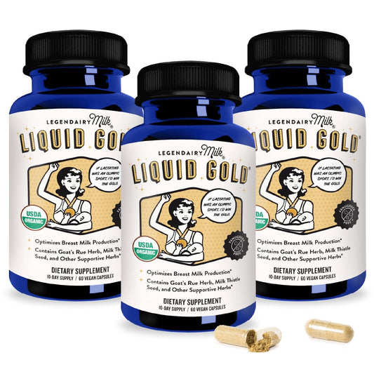 Legendairy Milk Liquid Gold Apoyo para la Lactancia – Galega, Cardo Mariano, Shatavari, Hinojo, Alfalfa y Anís Ecológicos | 60 unidades (paquete de 3)