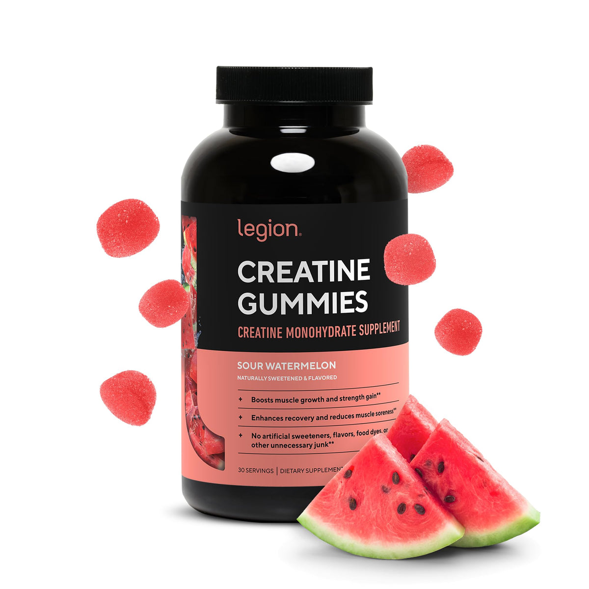 Gomitas de monohidrato de creatina Legion – Sandía ácida | 5g por porción