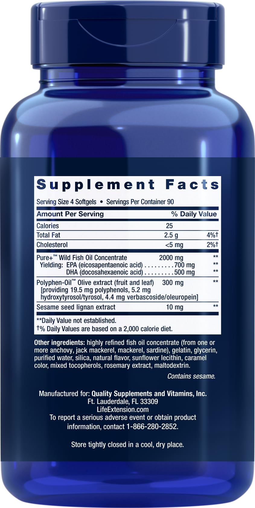 Life Extension Super Omega-3 – Sesame Lignans & Olive Extract | 360 Softgels × 2 - Calm Era