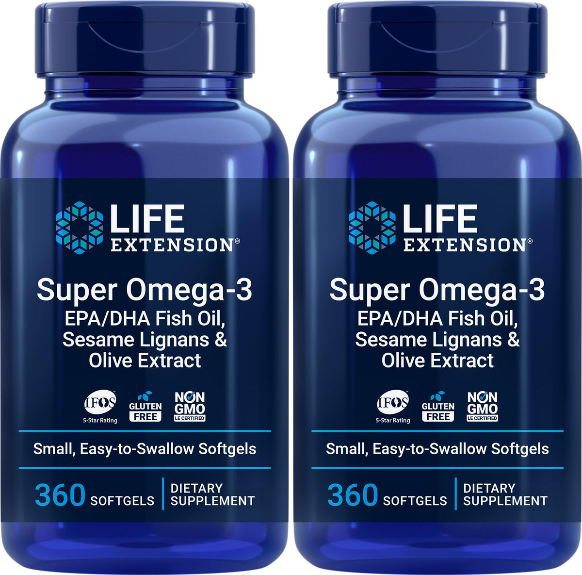 Life Extension Super Omega-3 – Sesame Lignans & Olive Extract | 360 Softgels × 2 - Calm Era