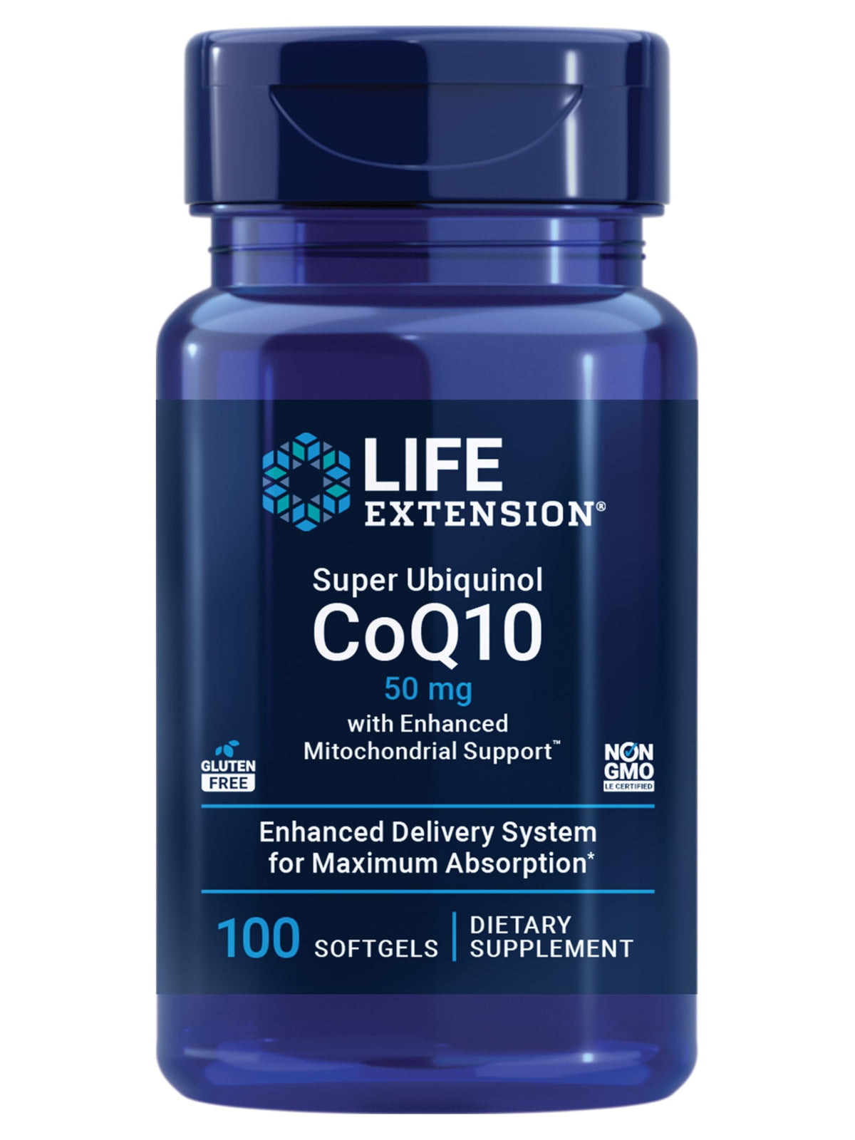 Life Extension Super Ubiquinol CoQ10 with Enhanced Mitochondrial Support – 50 mg, Non-GMO, Gluten-Free, 100 Softgels - Calm Era