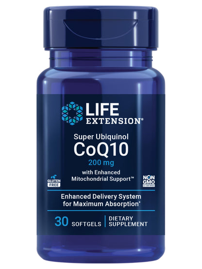 Life Extension Super Ubiquinol CoQ10 with Shilajit – 200 mg, Enhanced Mitochondrial Support | Gluten-Free, Non-GMO - Calm Era