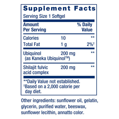 Life Extension Super Ubiquinol CoQ10 with Shilajit – 200 mg, Enhanced Mitochondrial Support | Gluten-Free, Non-GMO - Calm Era