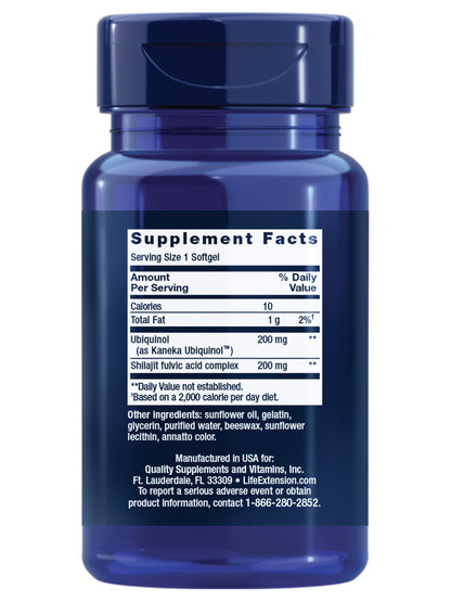 Life Extension Super Ubiquinol CoQ10 with Shilajit – 200 mg, Enhanced Mitochondrial Support | Gluten-Free, Non-GMO - Calm Era