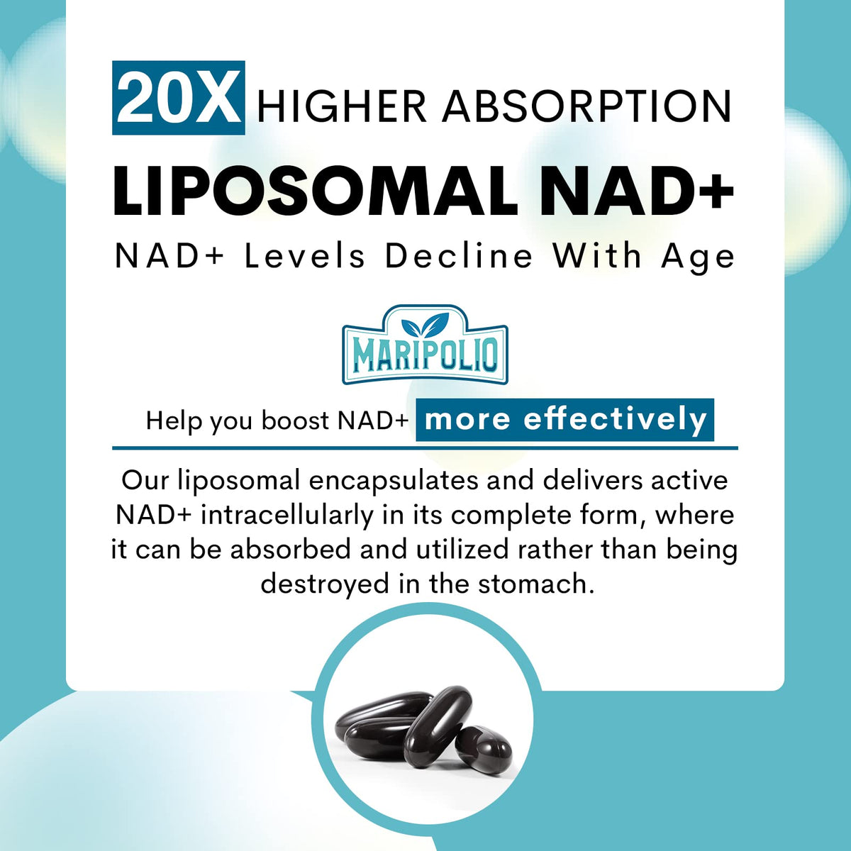 Suplemento Liposomal NAD+ 1000mg – Máxima Absorción | Energía y Reparación del ADN | 120 Cápsulas Blandas