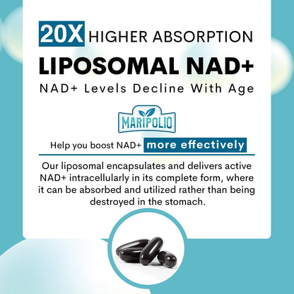 Suplemento Liposomal NAD+ 1000mg – Máxima Absorción | Energía y Reparación del ADN | 120 Cápsulas Blandas