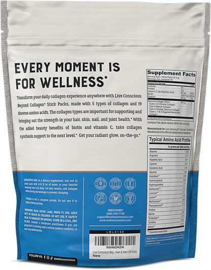 Live Conscious Beyond Collagen Peptides Packets – 30 Pack 2pk - Calm Era
