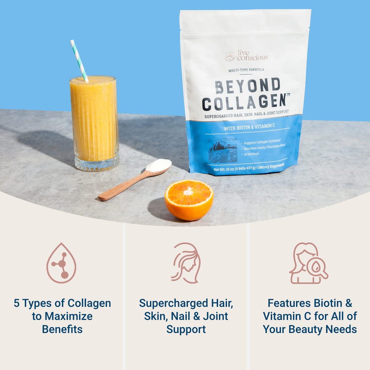 Live Conscious Beyond Collagen Powder for Women – 41 Servings - Calm Era