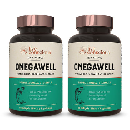 Live Conscious OmegaWell Fish Oil 800mg EPA 600mg DHA 2-Pack - Calm Era