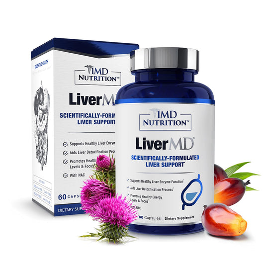 1MD Nutrition LiverMD - Suplemento para el apoyo hepático con Siliphos Silibina y NAC | 60 Cápsulas