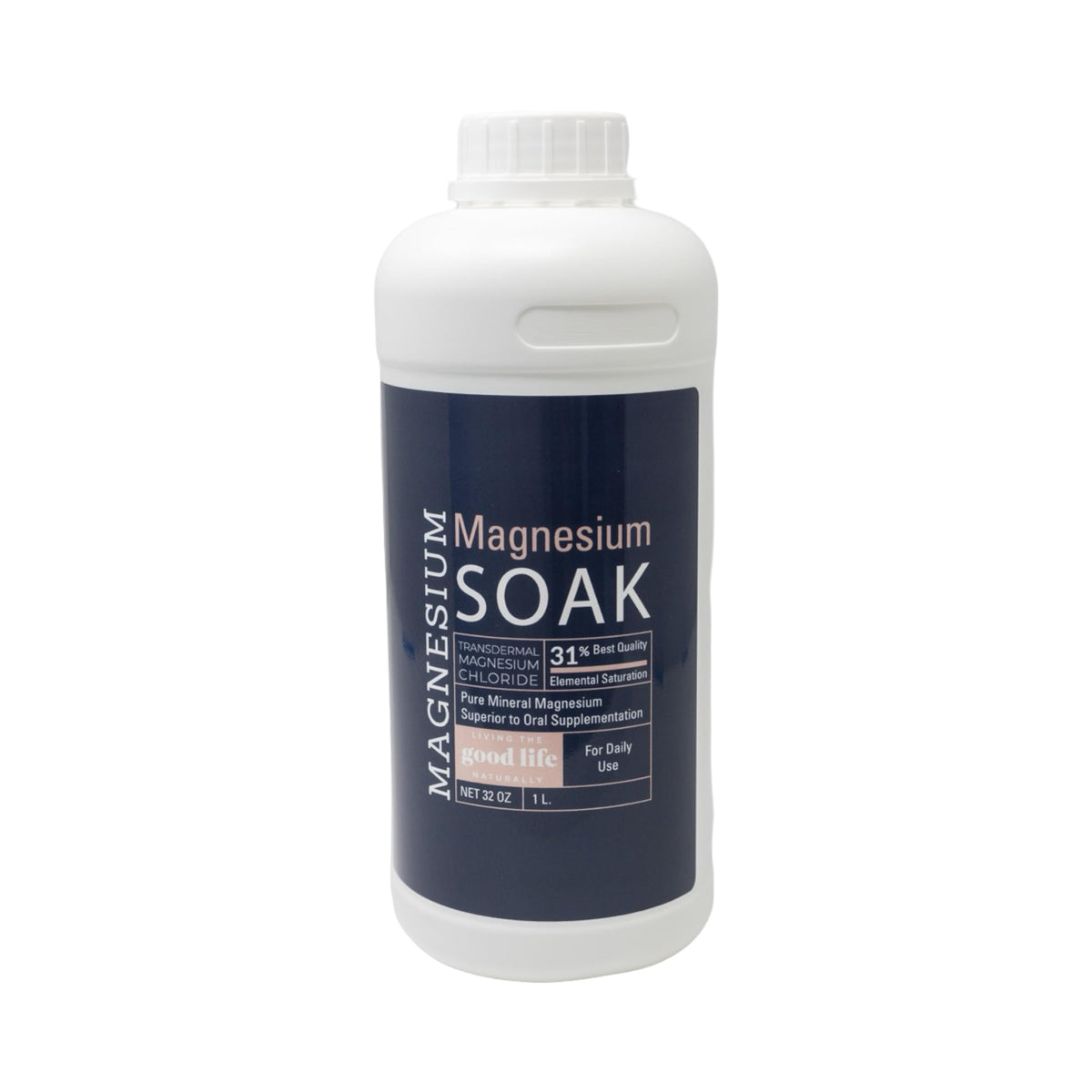 Bottle of Magnesium Soak on a white background