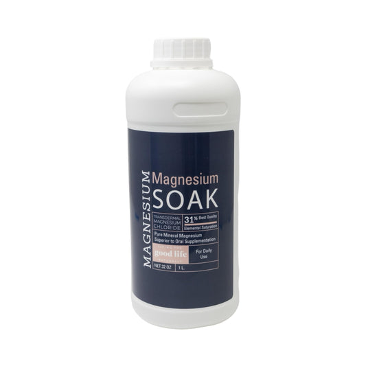 Bottle of Magnesium Soak on a white background