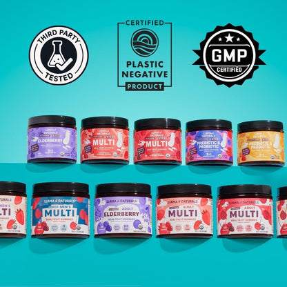 Llama Naturals Gomitas de saúco para niños – Refuerzo inmunológico vegano orgánico con vitamina C y zinc | 120 unidades