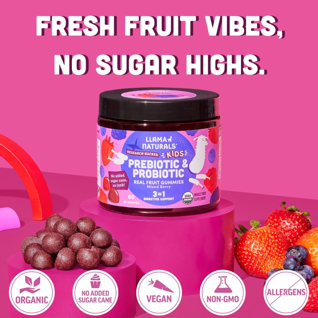 Gomitas probióticas + prebióticas para niños Llama Naturals – Veganas | 120 unidades