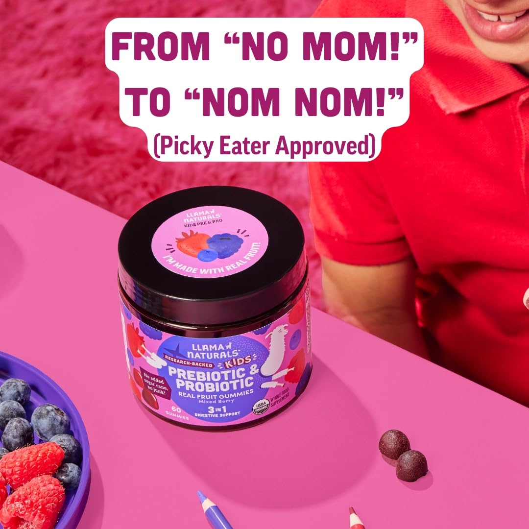 Gomitas probióticas + prebióticas para niños Llama Naturals – Veganas | 120 unidades