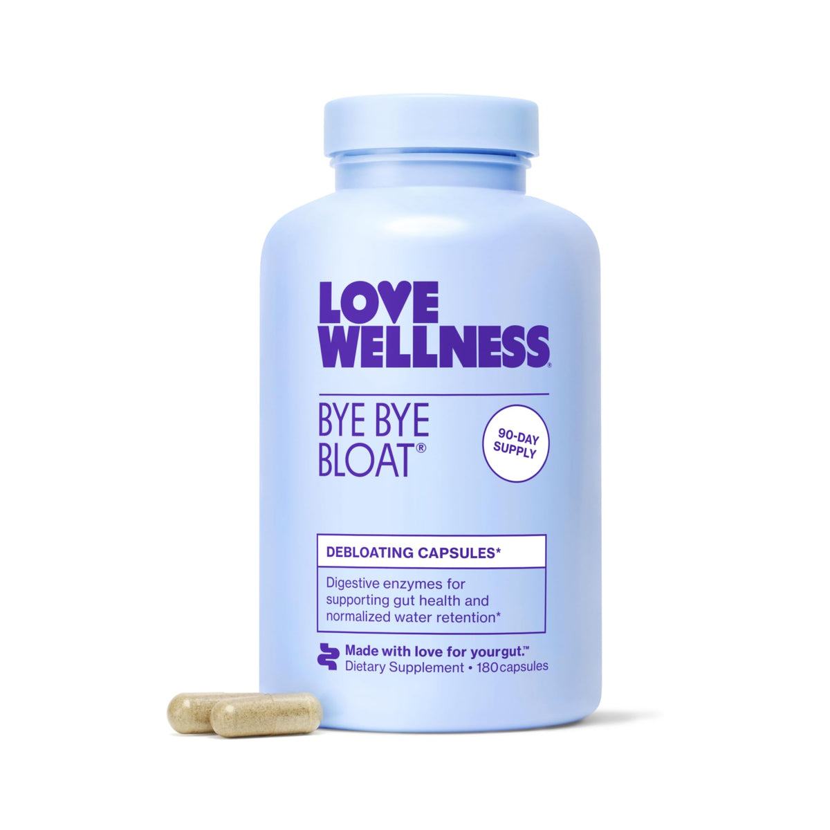 Love Wellness Bye Bye Bloat – Digestive Enzymes & Herbal Blend | 180 Capsules - Calm Era
