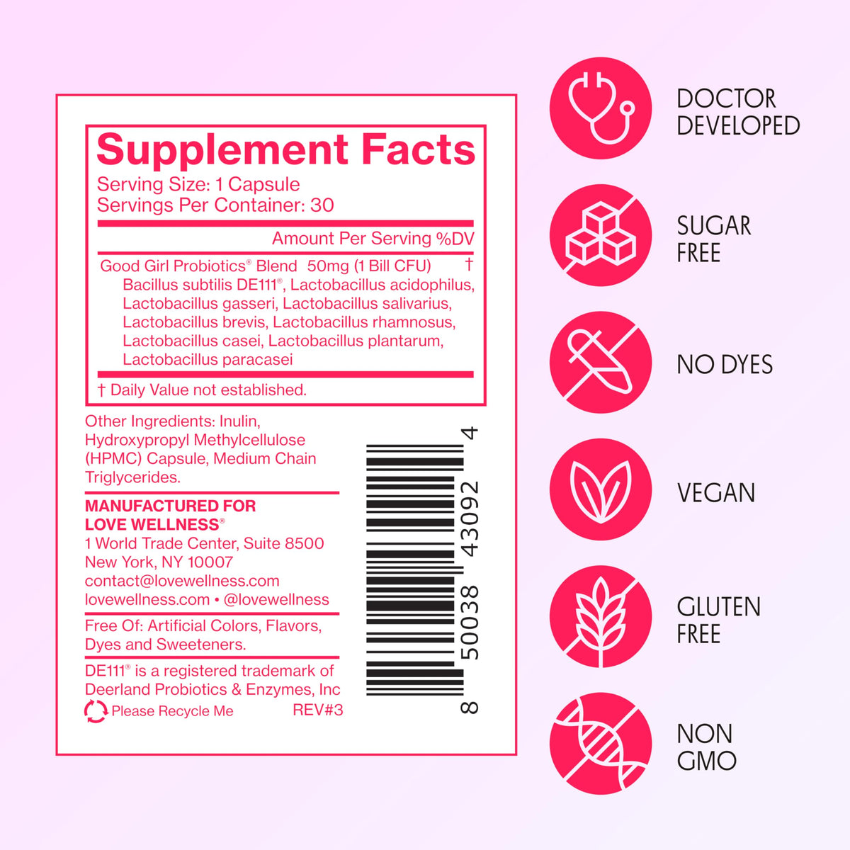 Love Wellness Good Girl Probiotics – 9-Strain Vaginal Health | 30 Capsules - Calm Era