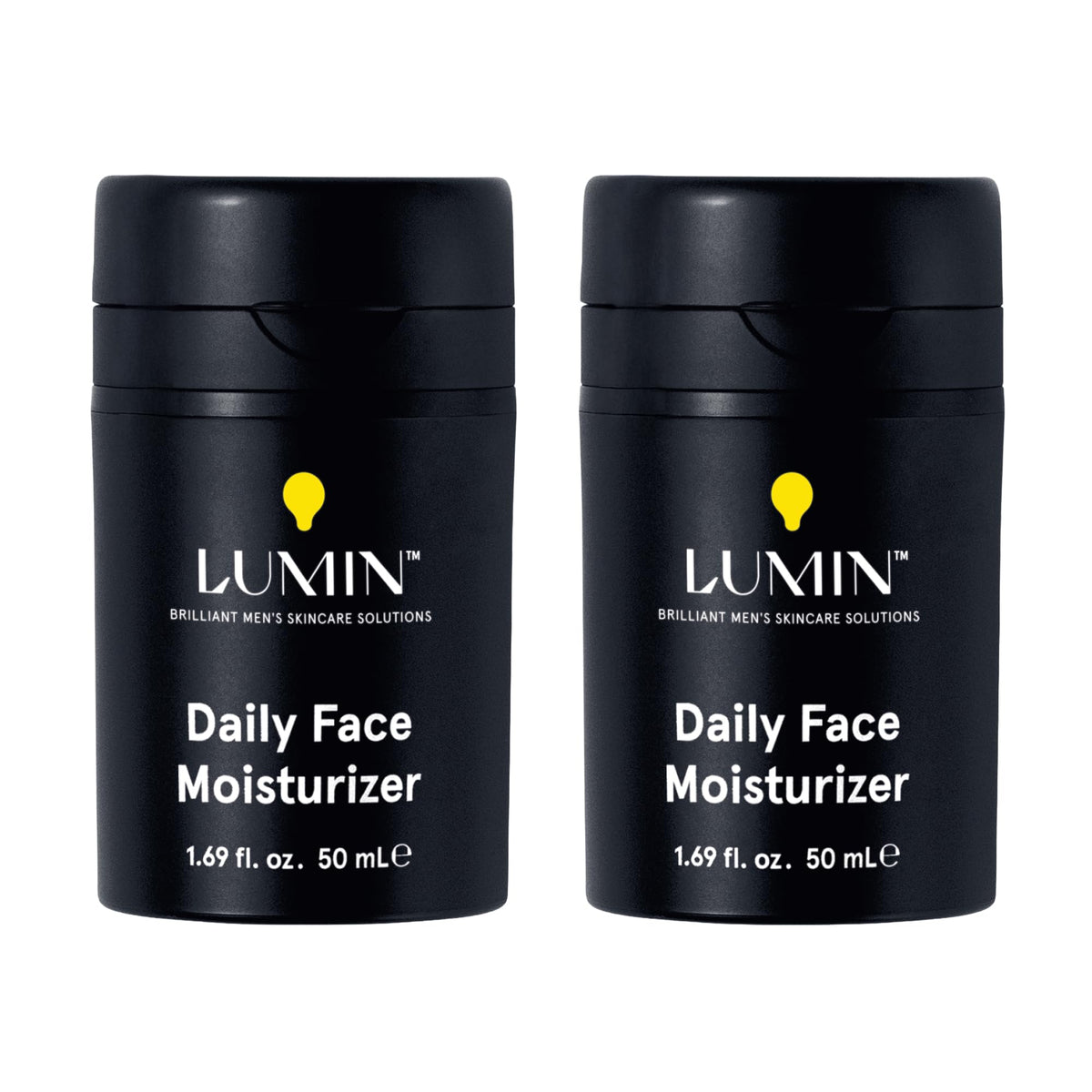 Two bottles of Lumin Daily Face Moisturizer on a white background