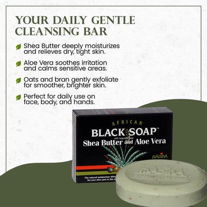 Madina African Black Soap Bar — Shea Butter & Aloe 6-Pack - Calm Era