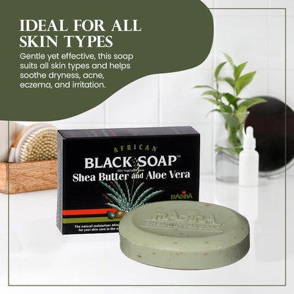 Madina African Black Soap Bar — Shea Butter & Aloe 6-Pack - Calm Era