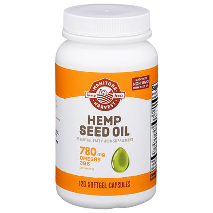 Cápsulas blandas de aceite de semilla de cáñamo Manitoba Harvest — 780mg Omegas 3 y 6, 120 unidades