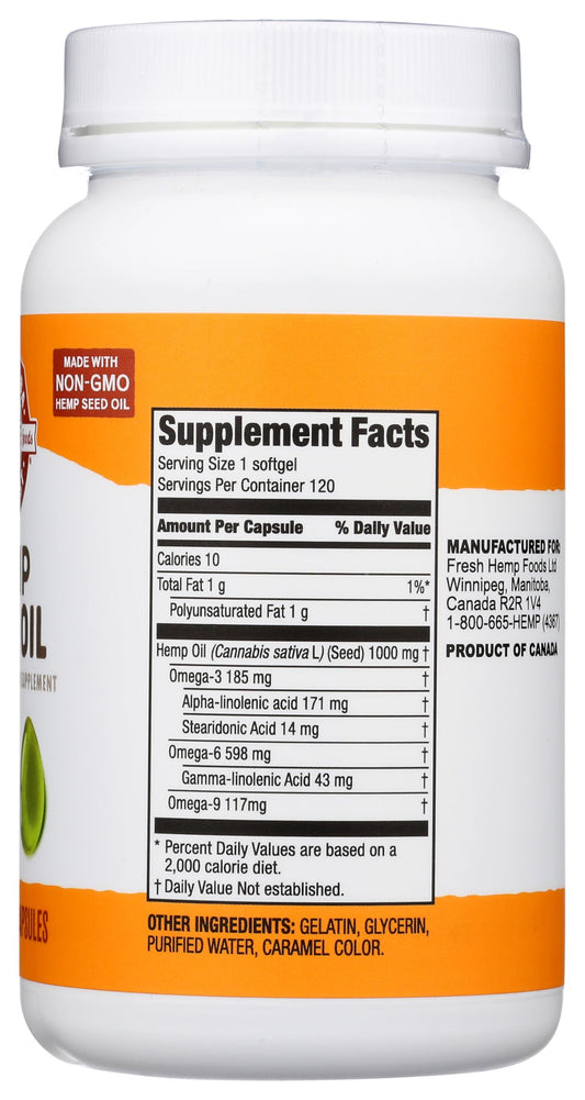 Cápsulas blandas de aceite de semilla de cáñamo Manitoba Harvest — 780mg Omegas 3 y 6, 120 unidades