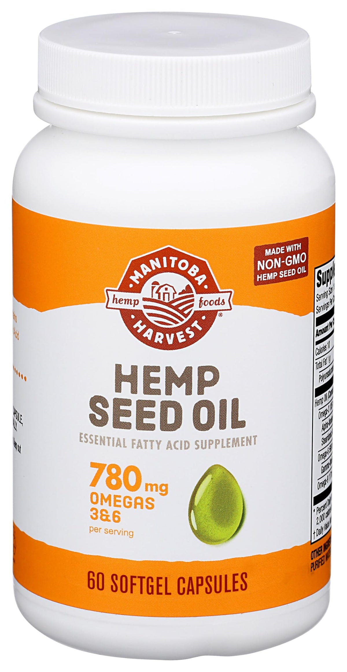 Manitoba Harvest Hemp Seed Oil Softgels — 2475mg Omegas 3-6-9, 60ct