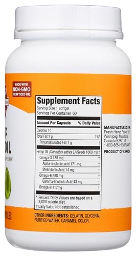 Manitoba Harvest Hemp Seed Oil Softgels — 2475mg Omegas 3-6-9, 60ct