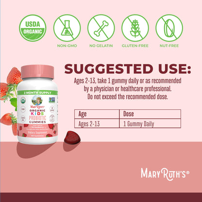 MaryRuth Organics Kids Probiotics Gummies – Digestive Health | 60 Count