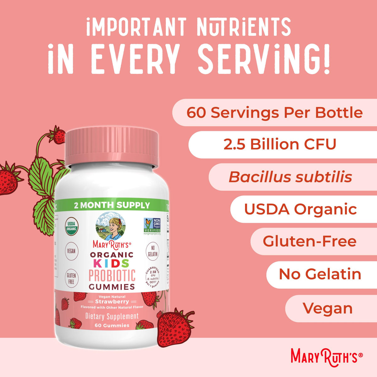 MaryRuth Organics Kids Probiotics Gummies – Digestive Health | 60 Count