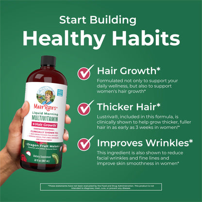 Multivitamínico líquido MaryRuth Organics + Lustriva para el crecimiento del cabello en mujeres
