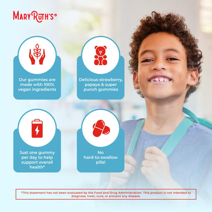 Gomitas multivitamínicas para niños MaryRuth Organics – Sin azúcar, veganas | A partir de 2 años | 60 unidades