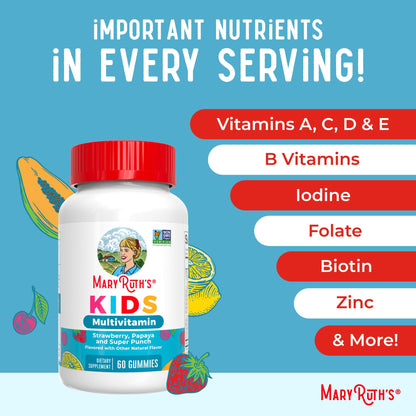 Gomitas multivitamínicas para niños MaryRuth Organics – Sin azúcar, veganas | A partir de 2 años | 60 unidades
