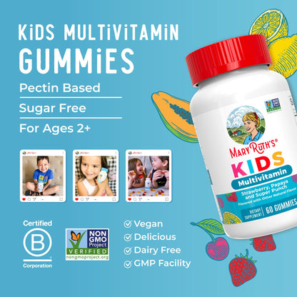 Gomitas multivitamínicas para niños MaryRuth Organics – Sin azúcar, veganas | A partir de 2 años | 60 unidades