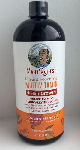 MaryRuth Organics Liquid Multivitamin + Hair Growth with Lustriva – Thicker Hair, Smoother Skin | Biotin 10000mcg | 30 Fl Oz - Calm Era