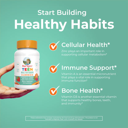 Gomitas multivitamínicas para adolescentes de MaryRuth Organics – Veganas, sin azúcar, sin gluten | 60 unidades