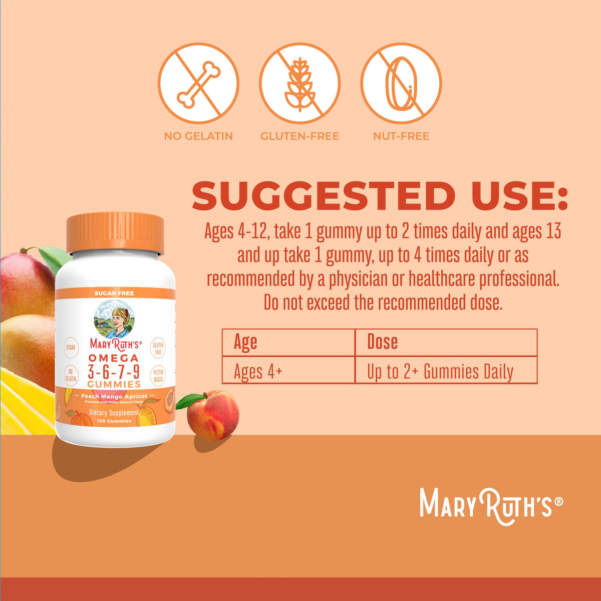 Gomitas Veganas Omega 3-6-7-9 de MaryRuth Organics – Sin OGM | 120 Unidades