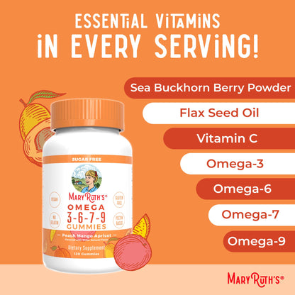 Gomitas Veganas Omega 3-6-7-9 de MaryRuth Organics – Sin OGM | 120 Unidades