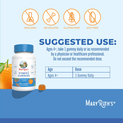 MaryRuth Organics Gomitas Veganas de Vitamina C – 60 unidades, suministro para 2 meses, apoyo inmunológico