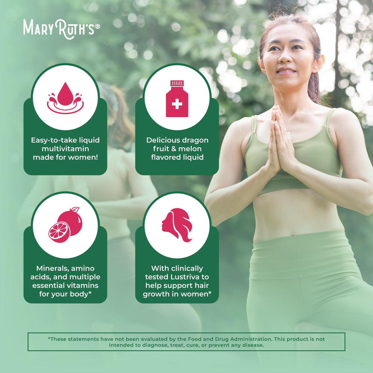Multivitamínico líquido MaryRuth Organics + Lustriva para el crecimiento del cabello en mujeres