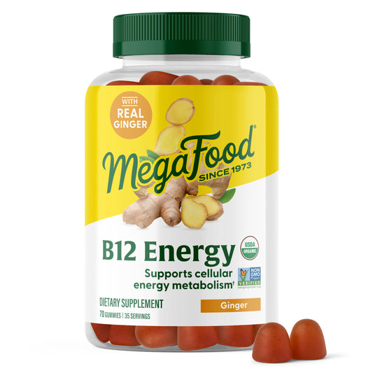 Gominolas energéticas de vitamina B12 de MegaFood — Jengibre, USDA Organic, 70 unidades