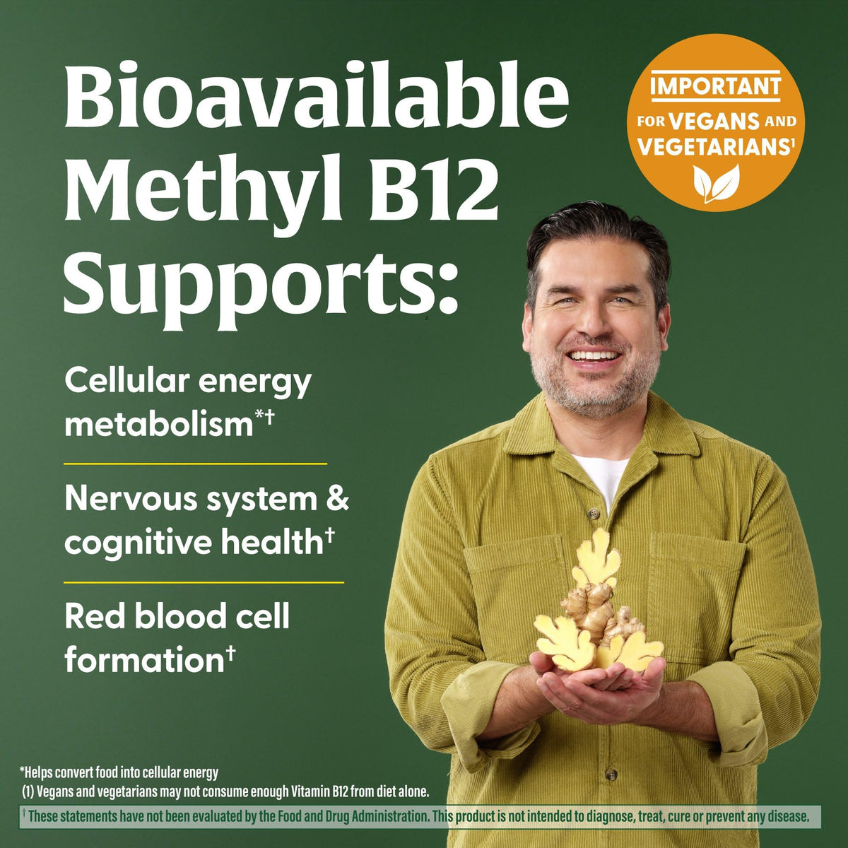 Gominolas energéticas de vitamina B12 de MegaFood — Jengibre, USDA Organic, 70 unidades