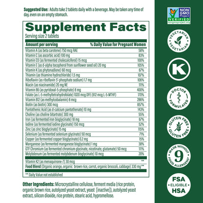 MegaFood Baby & Me 2 Prenatal Vitamins – Folate, Choline, Iron & Vitamin D | 120 Tabs (60 Servings) - Calm Era