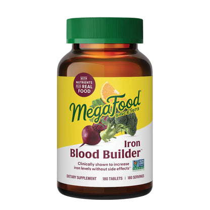 MegaFood Blood Builder Iron Supplement – 26mg Iron, Vegan (180 Tablets)