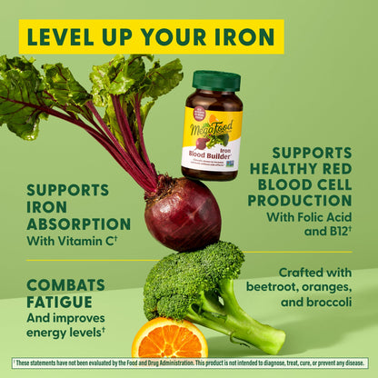 MegaFood Blood Builder Iron Supplement – 26mg Iron, Vegan (180 Tablets)