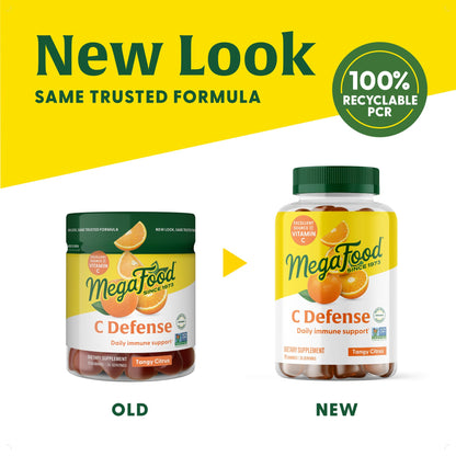 Gomitas MegaFood C Defense para el apoyo inmunitario diario – Cítricos ácidos | Veganas y sin gluten
