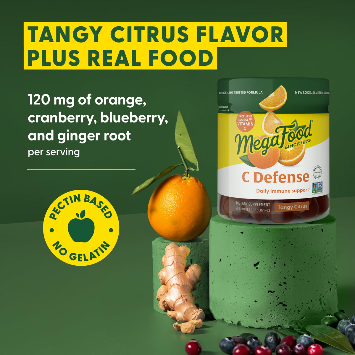 Gomitas MegaFood C Defense para el apoyo inmunitario diario – Cítricos ácidos | Veganas y sin gluten