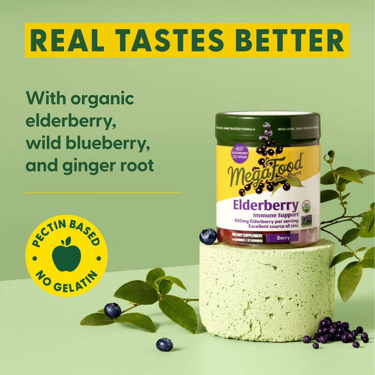 MegaFood Elderberry Immune Support Gummies – Vegan, Zinc & Organic | 2-Pack