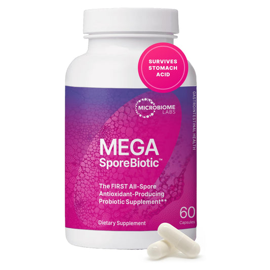 Microbiome Labs MegaSporeBiotic Probiotics for Women & Men - Spore-Based Digestive Health (60 Capsules) - Calm Era